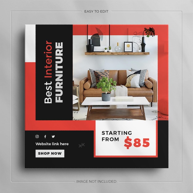 Minimal interior design furniture social media instagram story template