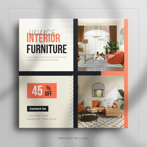 PSD minimal interior design furniture social media instagram story template