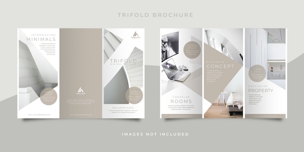 PSD minimal interior design tri-fold brochure