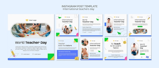 PSD minimal international teachers day instagram post