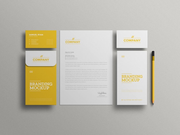 Minimal letterhead stationery set mockup