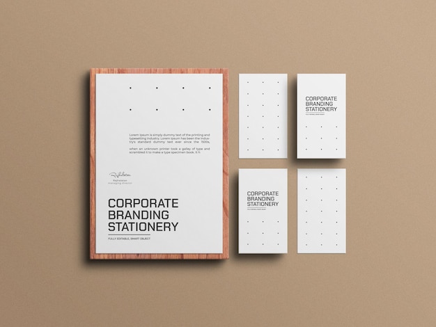 Minimal letterhead with business card stationery mockup