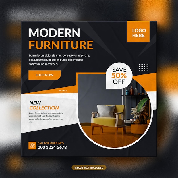 Minimal modern furniture sale social media and instagram post template