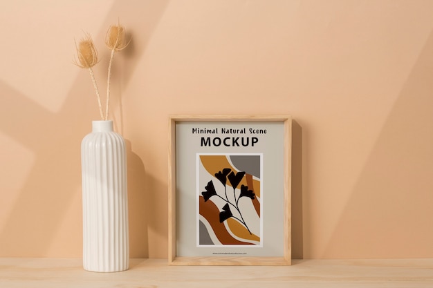 Minimal nature scene of frame with warm light