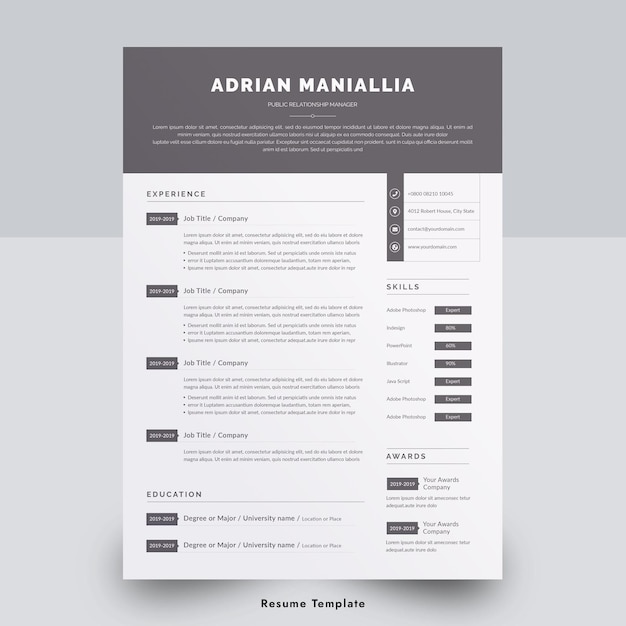 Minimal one page resume template in word