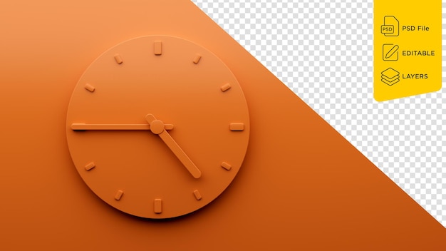 PSD 최소 오렌지 시계 0445 4분의 5 o39clock 0445 또는 4 45 3d 일러스트레이션