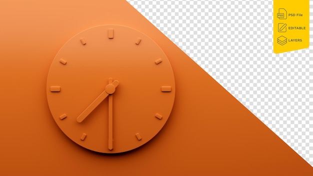最小橙色时钟 07:30 七点半 O39时钟 0730 或七点半 3D 插图