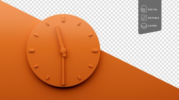 minimal orange clock 1130 half past eleven o39clock 1130 or eleven thirty 3d illustration