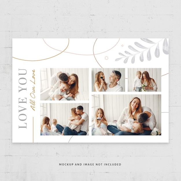 PSD minimal photo card collage flyer