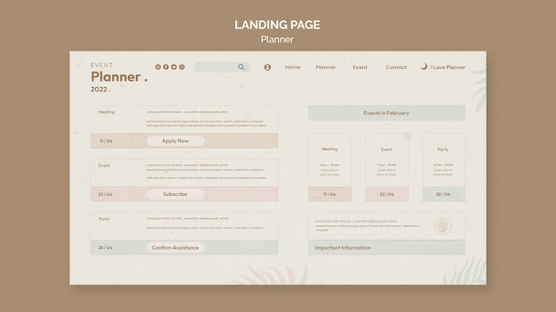 PSD minimal planner landing page template