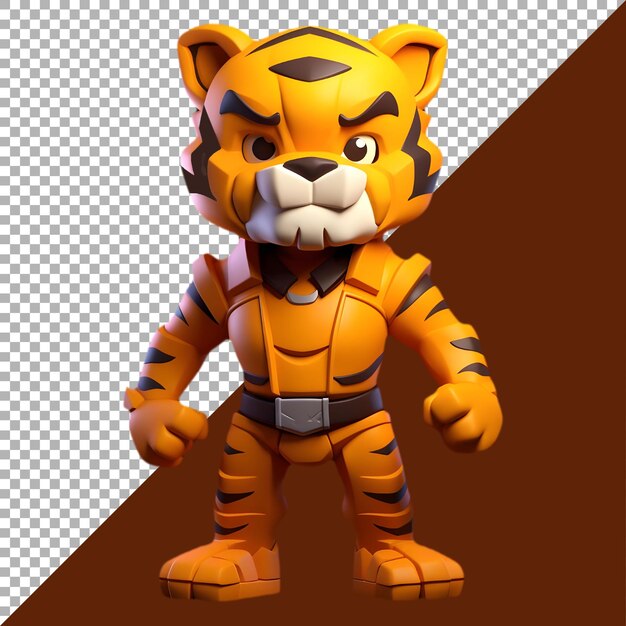 PSD minimal png icon of confident tiger poses against white background ai generated