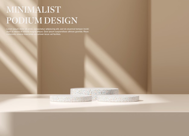 Minimal podium for product display stand pedestal studio brown color background 3d rendering
