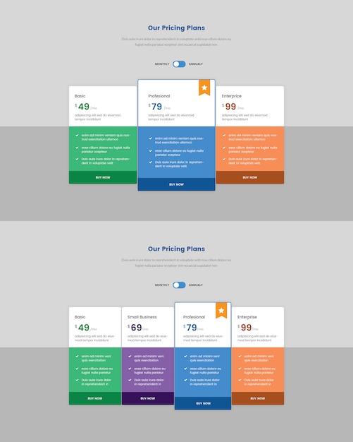 PSD minimal pricing table for web