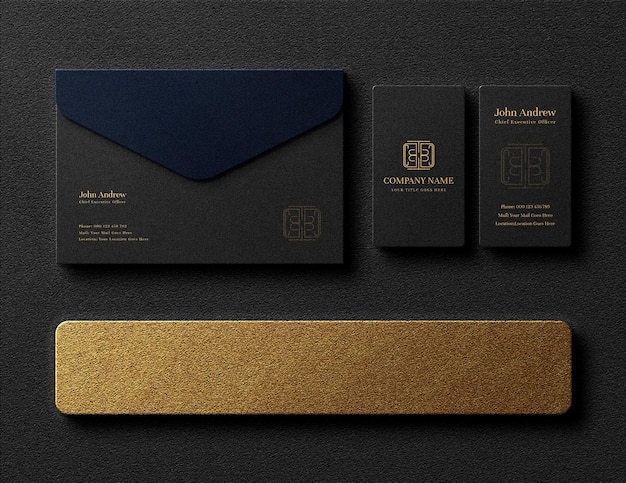 PSD minimal and professional business card mockup with envelope