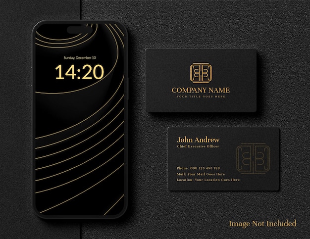 PSD minimal and professional business card mockup with phone screen