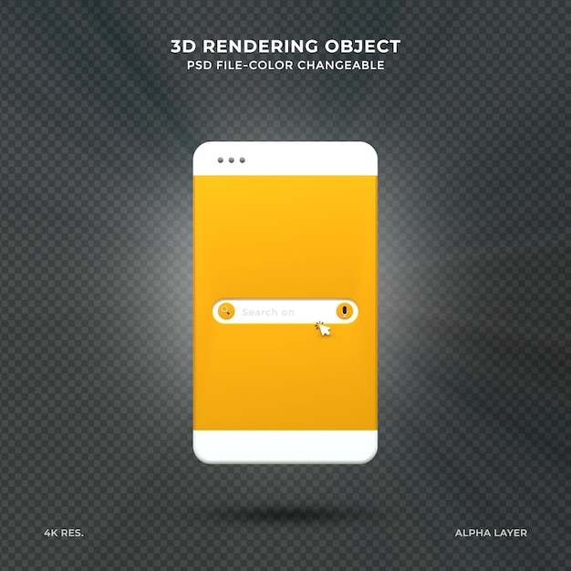 PSD minimal realistic blank 3d search bar on pink background web search concept 3d rendering