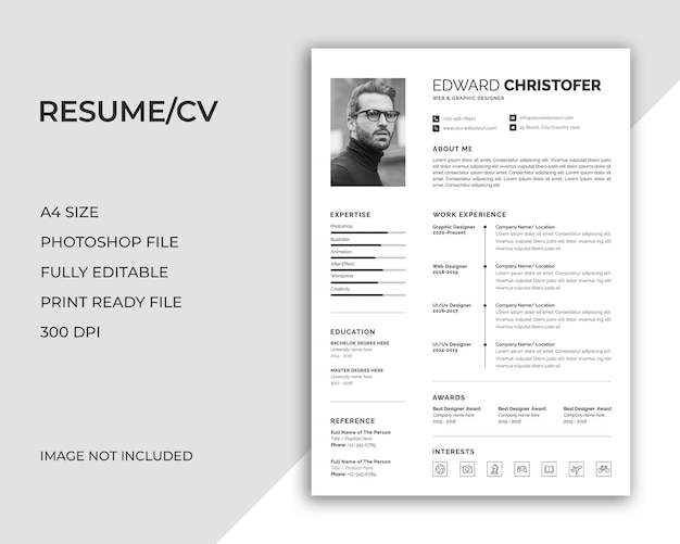 PSD minimal resume or cv design template