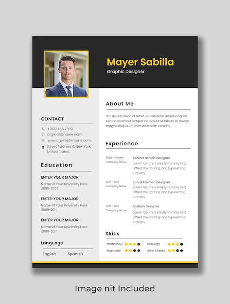 minimal resume or cv template design