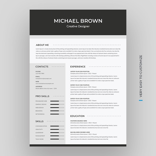 Minimal resume cv template