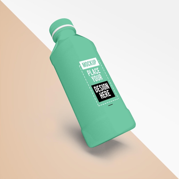 Minimal reusable water bottle design mockup Plastic bottle front view mockup