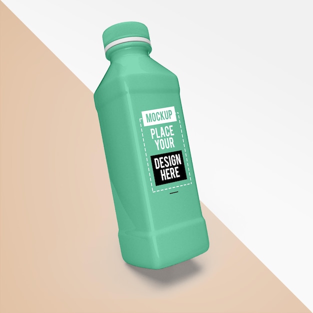 Minimal reusable water bottle design mockup plastic bottle front view mockup