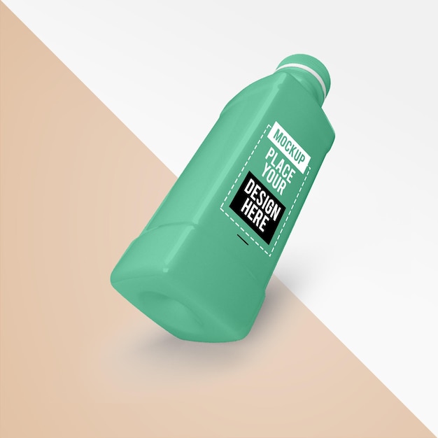 Minimal reusable water bottle design mockup Plastic bottle front view mockup