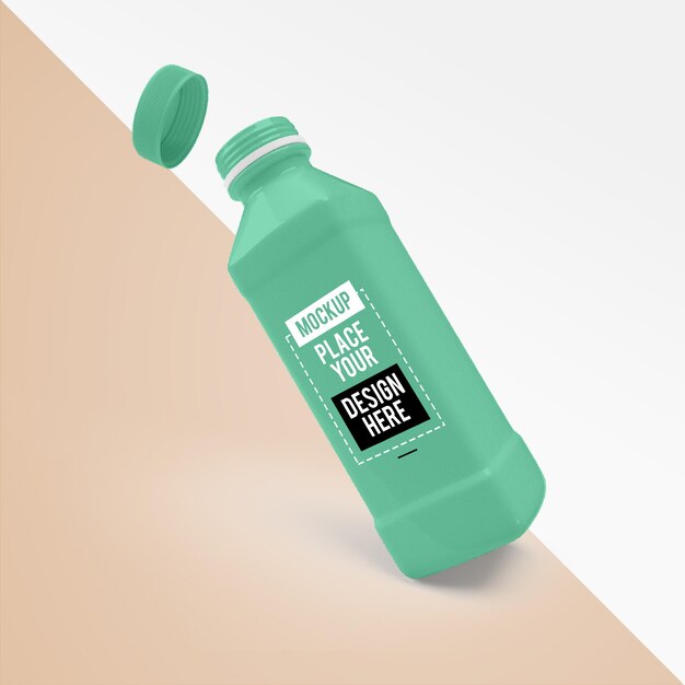 Minimal reusable water bottle design mockup Plastic bottle front view mockup