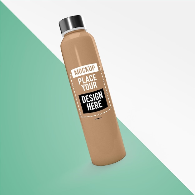 Minimal reusable water bottle design mockup plastic bottle front view mockup