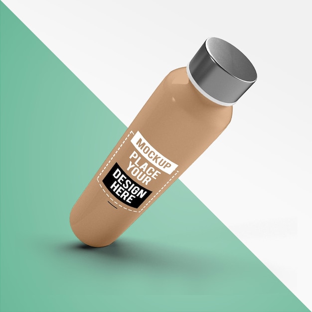 Minimal reusable water bottle design mockup Plastic bottle front view mockup