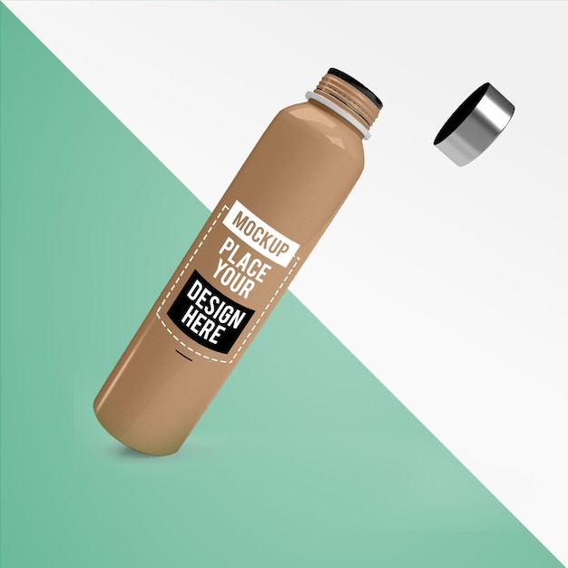 Minimal reusable water bottle design mockup Plastic bottle front view mockup