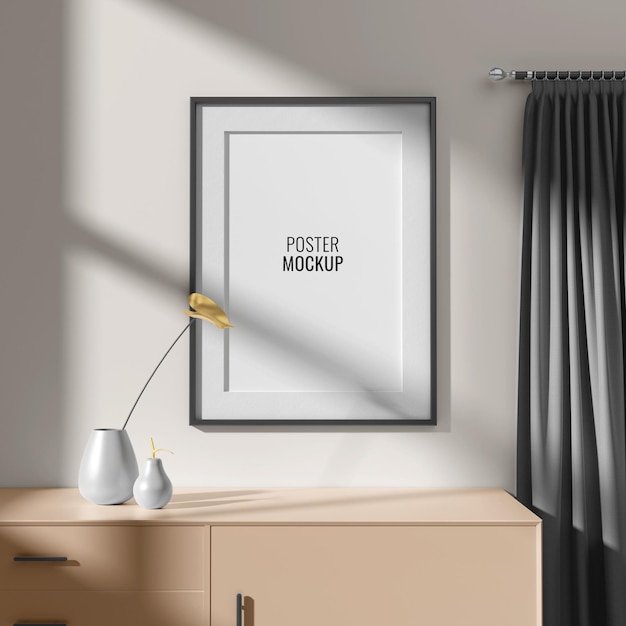 minimal room wall frame psd mockup