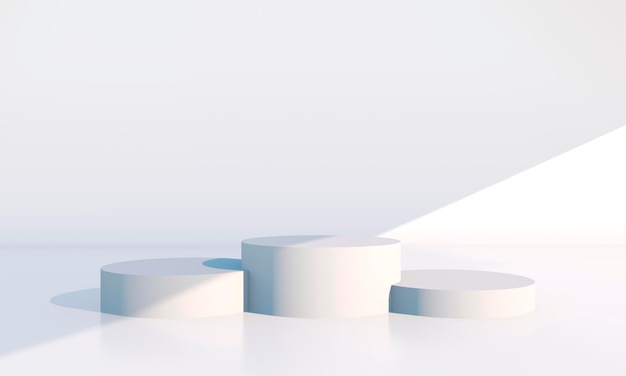 Minimal scene with geometrical forms in 3d rendering