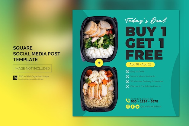 Minimal simple food social media post square banner design template