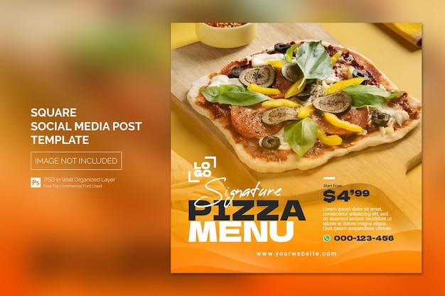 PSD modello minimale e semplice per la progettazione di banner quadrati per post sui social media per alimenti