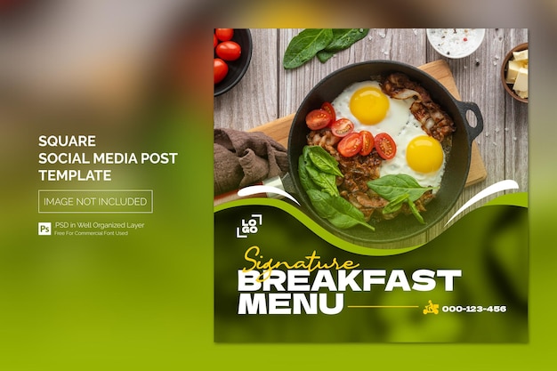 PSD minimal simple food social media post square banner design template