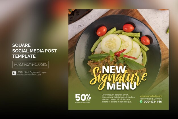 PSD minimal simple food social media post vierkante banner ontwerp template