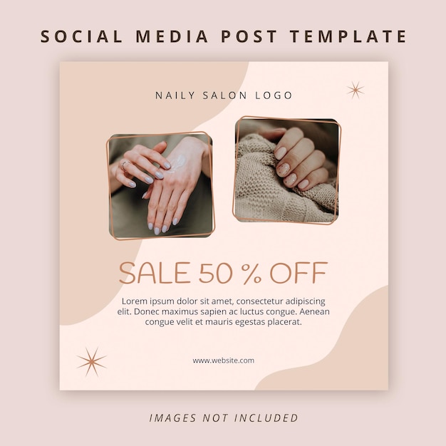 PSD minimal social media post for nail salon manicure template