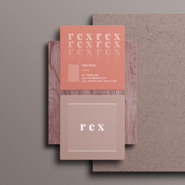 minimal square business card mockup