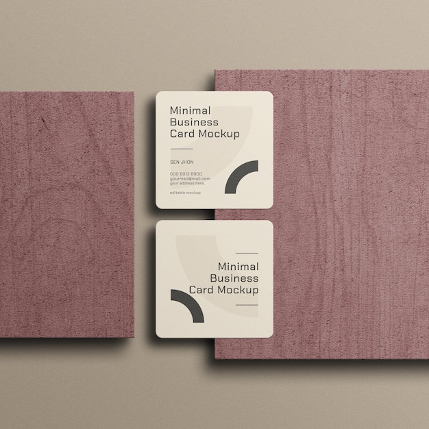 Minimal square business card mockup