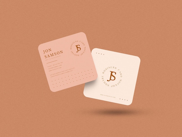 PSD minimal square business card mockup