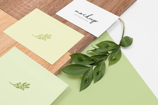 PSD minimal stationery and plant arrangement