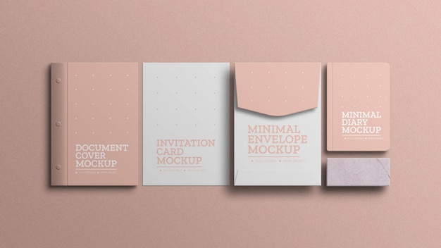 Minimal stationery set mockup