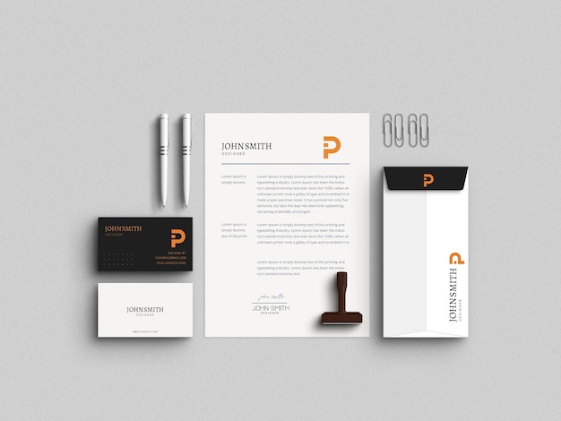 Minimal stationery set mockup