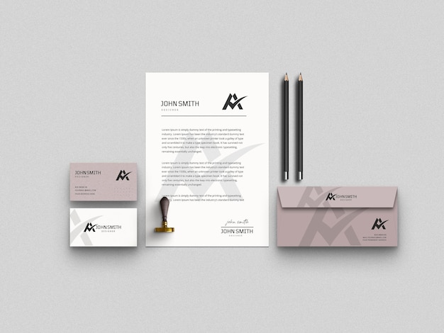 Minimal stationery set mockup