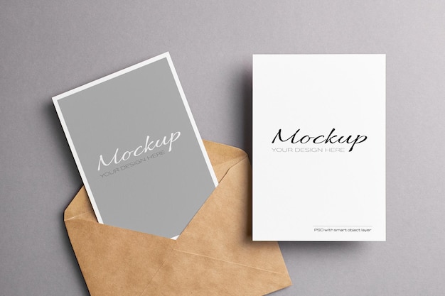 Minimal style invitation card with envelope mockup