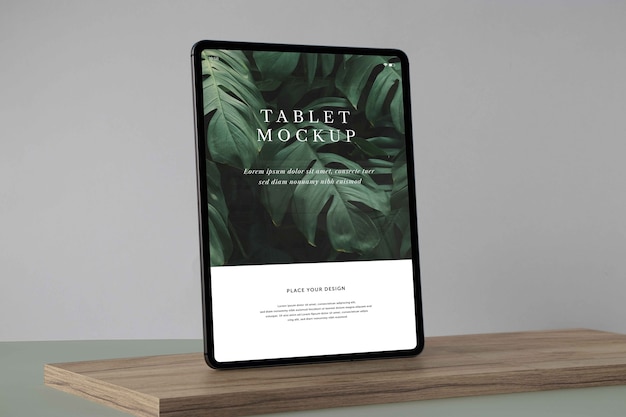 PSD minimal tablet on wooden piece