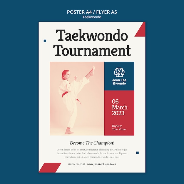 Modello minimo di poster per la pratica del taekwondo