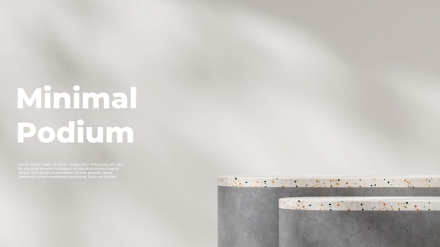 Minimal terrazzo and concrete texture podium steps in landscape 3d rendering background mockup
