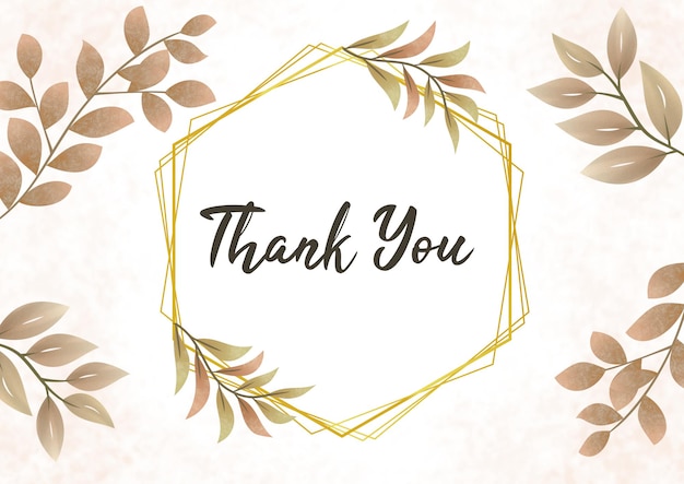 PSD minimal thank you card with watercolor floral frame