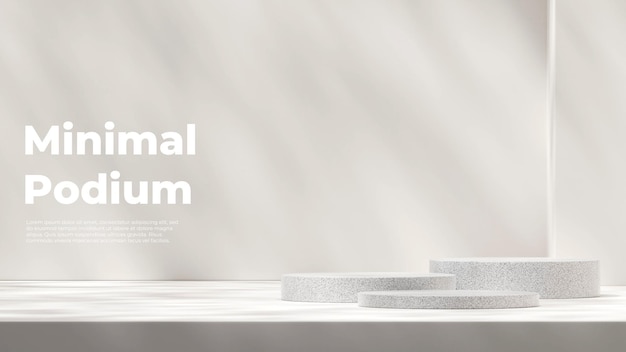 Minimal tom scene 3d-gjengivelse mockup granitt tekstur podium produkt i landskap hvit bakgrunn